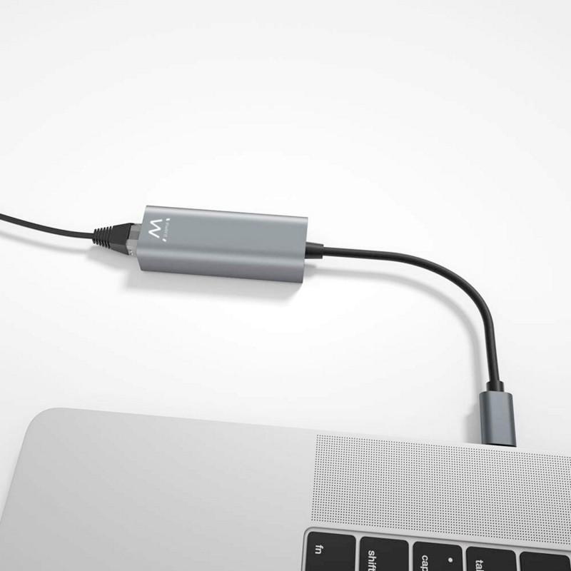 Adaptador usb-c to rj45 gigabit cinza