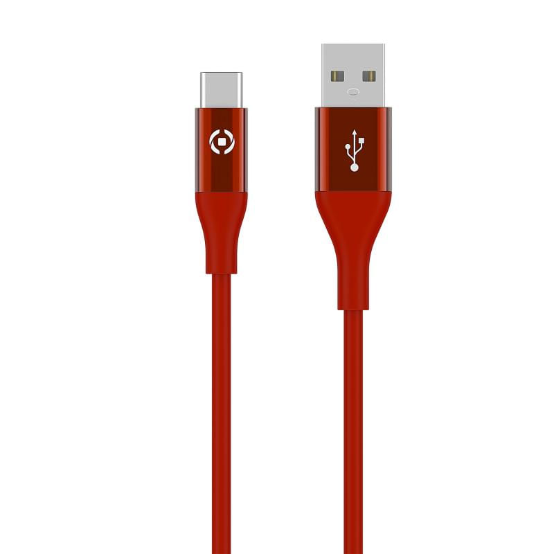 Cabo usb-a para usb-c silicone 1mt vermelho
