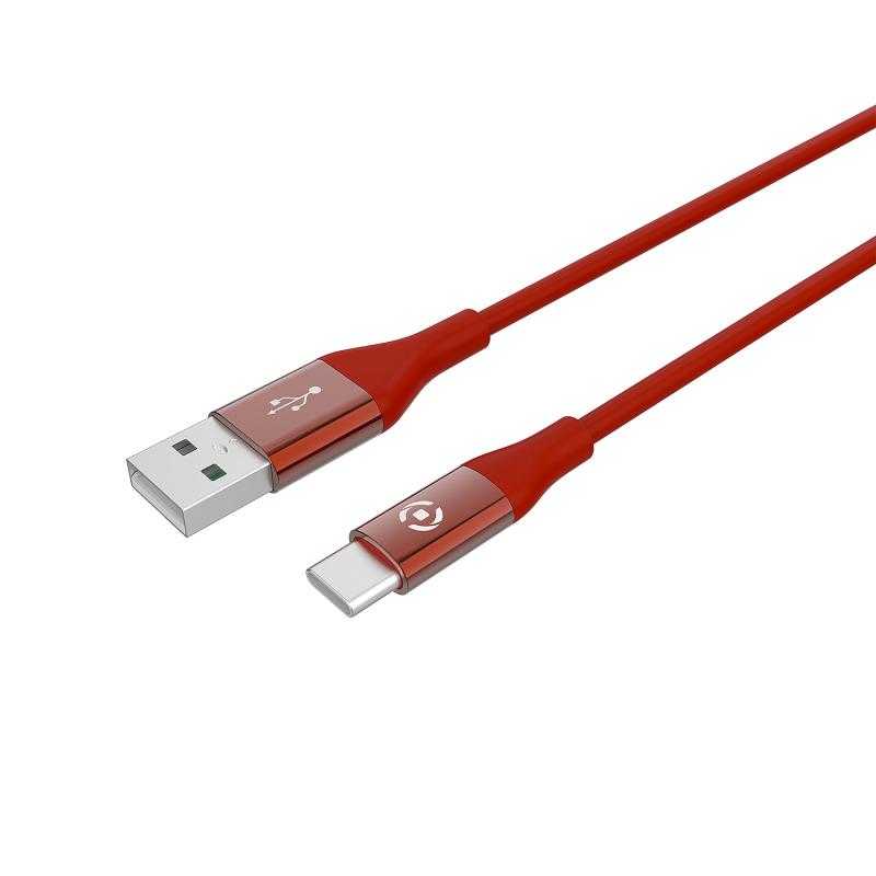 Cabo usb-a para usb-c silicone 1mt vermelho
