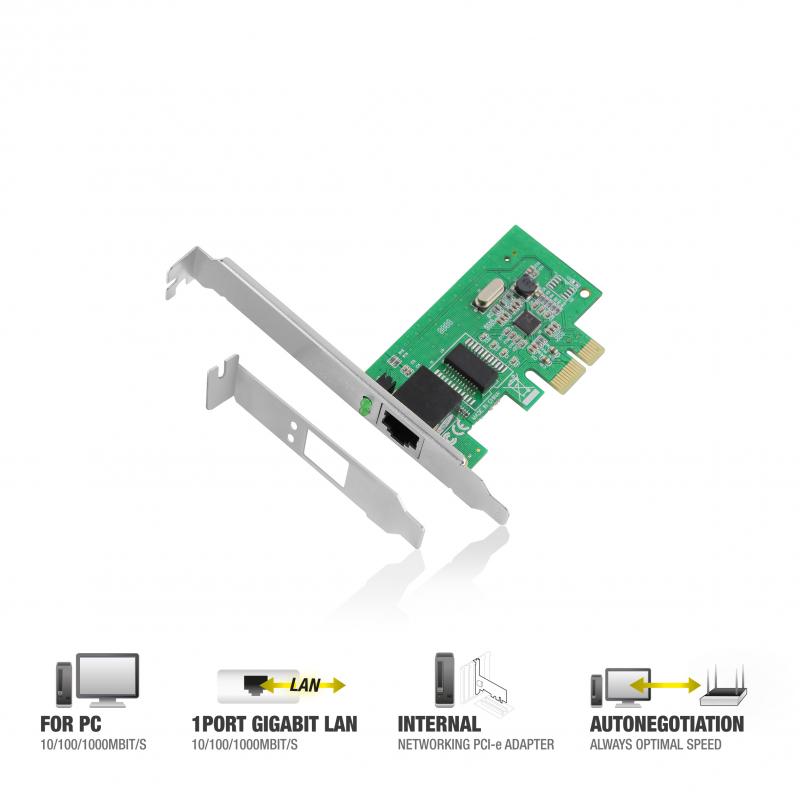 Placa de Rede PCI-E 10/100/1000 Mbps + Suporte Baixo Perfil