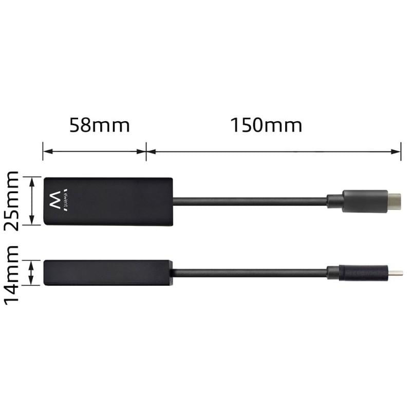 Adaptador USB-C Para RJ45 Gigabit Preto