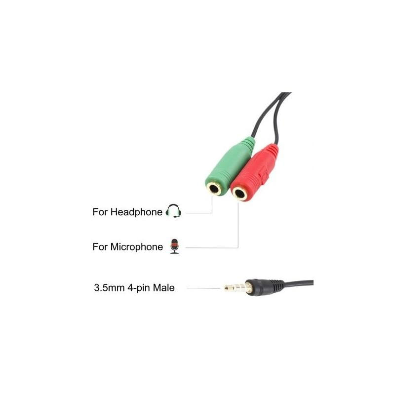 Adaptador De Áudio 1X3.5Mm Macho Para 2X3.5Mm Fêmea