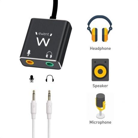Adaptador usb-c para jack 2 x 3.5mm preto