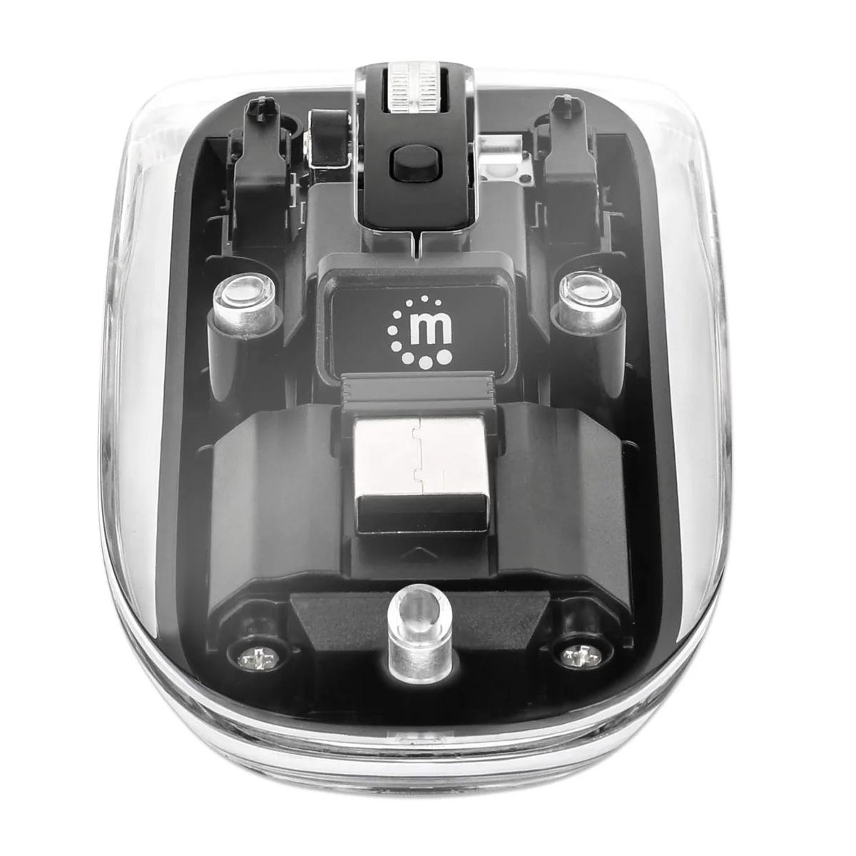 Rato Sem Fio USB 1600 DPI LED Transparente/Preto