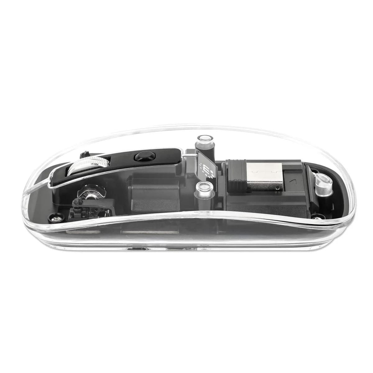 Rato Sem Fio USB 1600 DPI LED Transparente/Preto