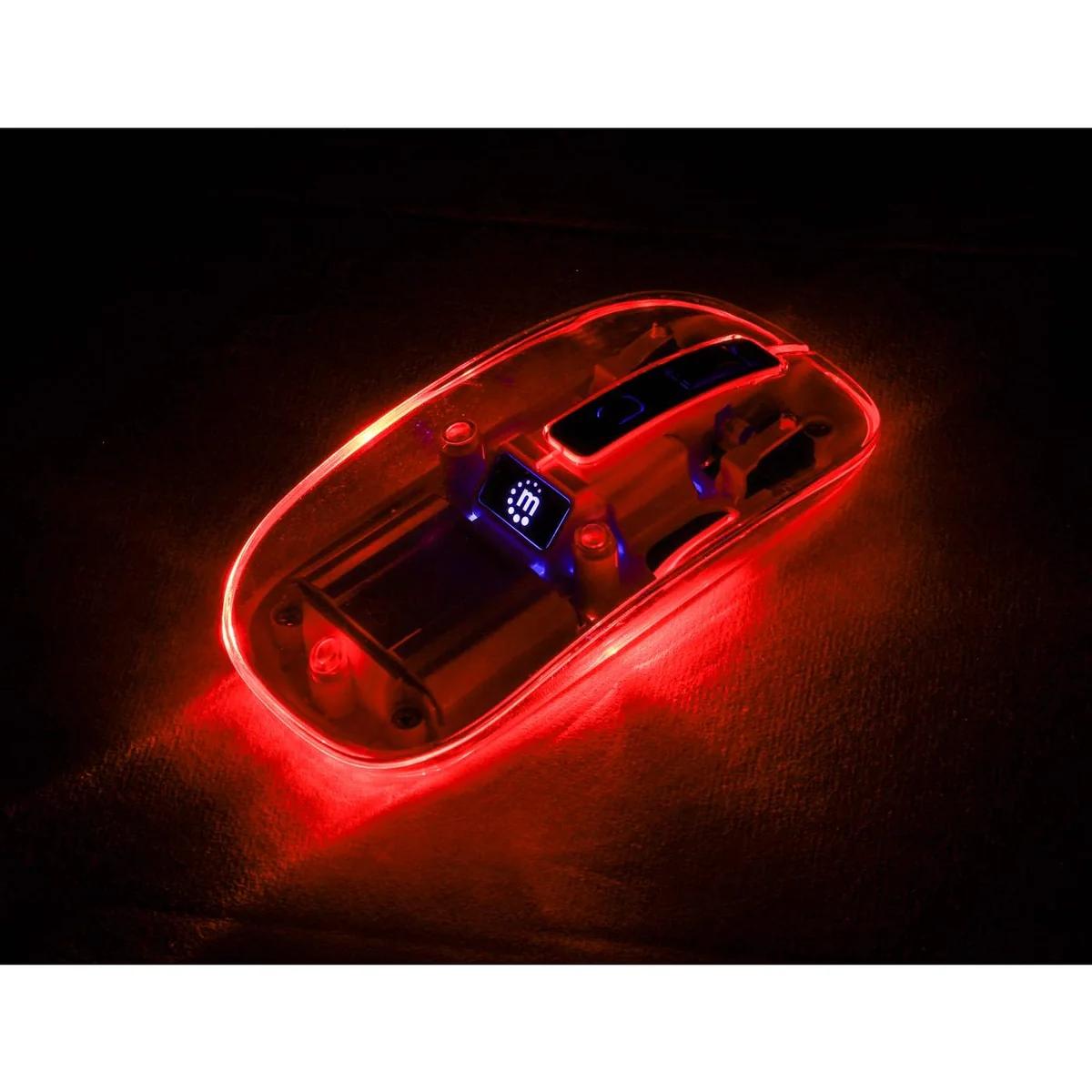 Rato Sem Fio USB 1600 DPI LED Transparente/Preto