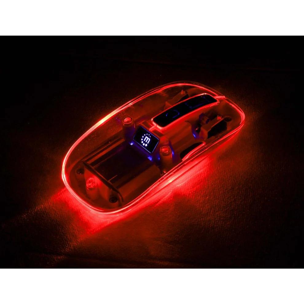 Rato Sem Fio USB 1600 DPI LED Transparente/Branco