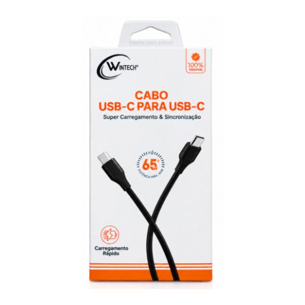 Cabo USB-C (M) Para USB-C (M) 1 Metro Carga Rápida PD-QC Dados/Carga Preto