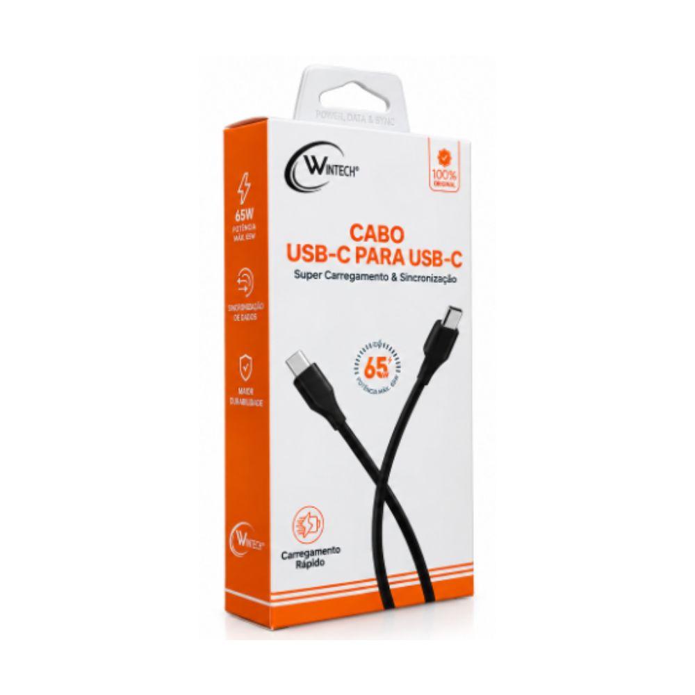 Cabo USB-C (M) Para USB-C (M) 1 Metro Carga Rápida PD-QC Dados/Carga Preto